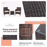 SUNLEI 3 Pieces Outdoor Patio Furniture Set,Wicker Bistro Set Outdoor Patio Set Rattan Chair Conversation Sets with Table for Yard Backyard Lawn Porch Poolside Balcony