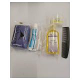 Sealed New Hygiene kit in a bag-Dawn Mist tearless baby Shampoo & Body Bath Dawn Mist Bar Soap Dawn Mist Clear Stick Deodorant Dawn Mist Toothpaste 30 Tuft Toothbrush Black comb Clear bag