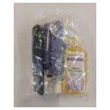 Sealed New Hygiene kit in a bag-Dawn Mist tearless baby Shampoo & Body Bath Dawn Mist Bar Soap Dawn Mist Clear Stick Deodorant Dawn Mist Toothpaste 30 Tuft Toothbrush Black comb Clear bag