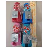 4 GUMBALL MACHINES RED,1PINK, NAVY,BLUE,TUTTI FRUTTI GUMBALLS, TUTTI FRUTTI