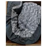 FurHaven Pet Dog Bed Deluxe Orthopedic Faux Fur & Suede L-Shaped Chaise Couch Pet Bed for Dogs & Cats, Stone Gray, Jumbo