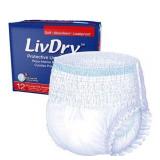 LivDry Unisex Adult Incontinence Underwear, Extra Comfort Absorbency, Leak Protection (XX-Large, 12-Pack)