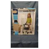 Medline Steel Rollator Walker, Folding Rolling Walker, 6" Wheels, 350lb Weight Capacity, Burgundy Red Frame