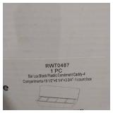 Bar Lux Black Plastic Condiment Caddy - 4 Compartments - 19 1/2" x 6 1/4" x 3 3/4" - 1 count box