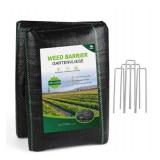 Ouxunus Weed Control Fabric 4x100Feet, with 6 U-Shaped Securing Pegs, Heavy Duty Landscape Ground Cover Membrane, UV Stabilised 4 x 100 Feet& 6 Garden Pegs ï¼ (4x100)