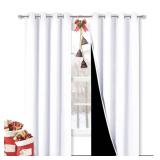 NICETOWN 100% Blackout Window Curtain Panels, Heat and Full Light Blocking Drapes with Black Liner for Nursery, 84 inches Drop Thermal Insulated Draperies (White, 2 Pieces, 52 inches Wide Each Panel)