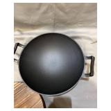 WUWEOT 14" Cast Iron Wok with Handles and Wooden Lid, Pre-Seasoned Nonstick Iron De...