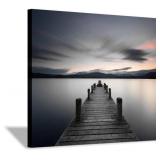 Lake Pier Canvas Wall Art: Vintage Wooden Dock Artwork Painting for Living Room (24
