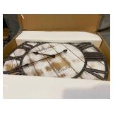 Westzytturm Large Wood Wall Clock 24 Inch Rustic Farmhouse Vintage Oversized 3D Roman Numeral Decorative