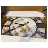 Westzytturm Large Wood Wall Clock 24 Inch Rustic Farmhouse Vintage Oversized 3D Roman Numeral Decorative