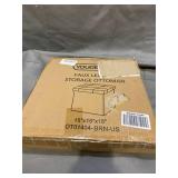 YOUDENOVA 15 inches Folding Storage Ottoman, Cube Storage Boxes Footrest Stool, Small Ottomans with Foam Padded Seat, Support 300lbs (Brown, Leather)