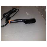 TAME THE WILD Elite Beard Straightener Brush Kit-ION Technology-Portable Anti-Scald Heated Beard Brush Straightener-Beard Soap -Pearwood Comb - Storage Case Included