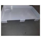 White Bedside Shelf for Bed - Clip on Nightstand with Cup Holder & Cord Holder, MODEL#: MU 1091