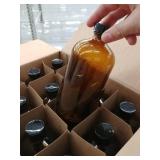 11 pack 16oz Amber Boston Glass Bottles