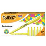 BIC Brite Liner Highlighter, Chisel Tip, Yellow, 1-Dozen