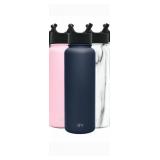 Simple Modern 40 oz Summit Water Bottle with Straw Lid Stainless Steel -Deep Ocean USED