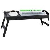 Bed Tray Table with Folding Legs Wooden Serving Breakfast in Bed , Black, ITEM#: S-HSCP