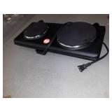 Elite Gourmet - Electric Double Cast Burner - Black,MODEL: EDB-302BF