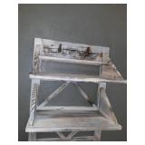 Rustic Wall Mount Shelve with hooks, Brown, Size: 17" x 12"