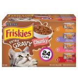 (24 Pack) Friskies Gravy Wet Cat Food Variety Pack, Extra Gravy Chunky, 5.5 oz. Cans