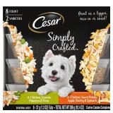 8 - CESAR SIMPLY CRAFTED Adult Wet Dog Food Cuisine Complement Variety Pack, Chicken, Carrot, Potato & Peas, & Chicken, Sweet Potato, Apple, Barley & Spinach, (8) 1.3-oz Tub