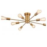 PUMING Gold Semi Flush Mount Ceiling Light - 8 Lights Sputnik Chandelier