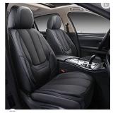 Coverado Front and Back Seat Covers 4 Pieces, Breathable Fabric&Leather Car Seat Protectors Full Set