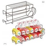 mDesign 2-Tier Metal Wire Standing Pop/Soda and Food Can Dispenser Storage Rack Organizer with Top Shelf