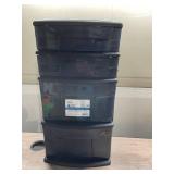 Homz 4 Medium Drawer Cart, Black w/ Clear Drawers, w/ Wheels, Set of 1