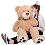 MaoGoLan Giant Teddy Bears Large Plush Stuffed Animals Toy with Footprints Big Teddy Bear for Girlfriend Children 39 Inch,Light Brown