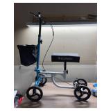 ELENKER Steerable Knee Walker Deluxe Medical Scooter for Foot Injuries Compact Crutches Alternative White+Blue