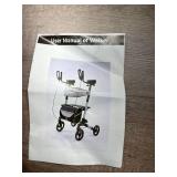 BlessReach Four Wheel Walker Rollator Walker with Seat 8" Wheels- Easy Folding Senior Walker with Padded Backrest