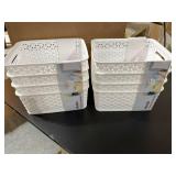 White plastic weave baskets - Set of eight