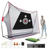 VANCL Golf Htting Net 10 x 7ft Golf Portable Practice Net with Enlarged 25x25in Hitting Mat, for Indoor and Outdoor, Carry Bag, Practice