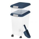 IRIS Airtight Pet Food Container & Scoop Combo, Navy Blue - small container only