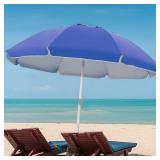 BLUU 6.5FT Beach Umbrella, SPF50+ Sun Protection Windproof Sunscreen Ventilation Umbrellas with Sand Anchor, Tilt, Carry Bag, for Outdoor Beach Trip