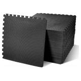 BalanceFrom Puzzle Exercise Mat with EVA Foam Interlocking Tiles Color:Black Style:1/2 inch Thick, 144 Square Feet