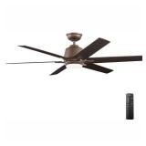 home decorators collection kensgrove 54 in. integrated led indoor espresso bronze ceiling fan with light kit and remote control
