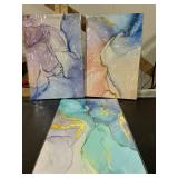 Abstract wall art panels set of three