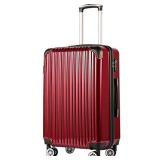 Coolife Luggage Expandable(only 28") Suitcase PC+ABS Spinner 20in 24in 28in Carry on (wine wind new, S(20in)_carry on)- Retail $89.99