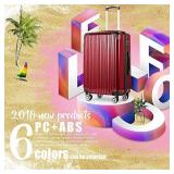 Coolife Luggage Expandable(only 28") Suitcase PC+ABS Spinner 20in 24in 28in Carry on (wine wind new, S(20in)_carry on)- Retail $89.99