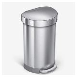 simplehuman 45 Liter/ 12 Gallon Semi-Round Hands-Free Step Trash Can, Brushed- Retail $119.99