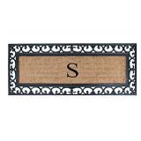 First Impression Exclusive Hand Crafted Myla Monogrammed Entry Doormat, Large Double Door Size (17.7 x 47.25)-RC2004S- Retail $53.63