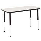 Amazon Basics 24 x 48 Inch Rectangular School Activity Kids Table, Ball Glide Legs, Adjustable Height 19-30 Inch, Grey and Black- Retail $117