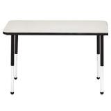 Amazon Basics 24 x 48 Inch Rectangular School Activity Kids Table, Ball Glide Legs, Adjustable Height 19-30 Inch, Grey and Black- Retail $117