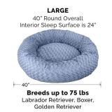 Furhaven Pet Bed for Dogs and Cats - Curly Fur Round Ultra Calming Deep Dish Cushion Donut Dog Bed with Removable Washable Cover, Fresh Blueberry, Large