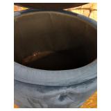 Christopher Knight Home Sabina Round Tufted Velvet Ottoman, Blue/Gold Bottom Trim- Retail $125