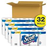 Scott 1000 Sheets Per Roll Toilet Paper, 32 Rolls (4 Packs of 8), Bath Tissue