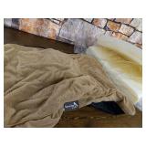 Senmipy Orthopedic Memory Foam Dog Beds for Medium Dogs, 2-Layer Thick Waterproof Medium Dog Bed, Washable Pet Beds Mattress with Removable Cover (Medium, Beige)