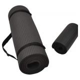 Balance From Go Yoga+ All-Purpose 1/2-Inch Extra Thick High Density Anti-Tear Exercise Yoga Mat and Knee Pad with Carrying Strap (Black)